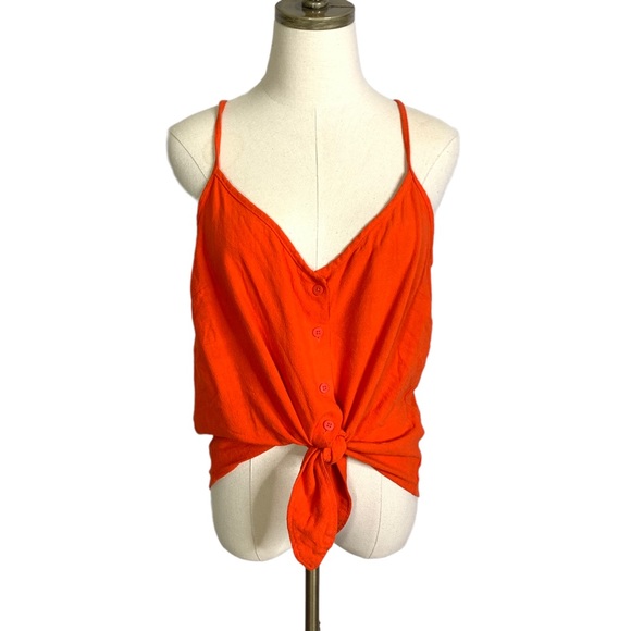 Topshop Orange Knot Tie Hem Polly Camisole Tank Top 3350 - Picture 2 of 11